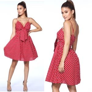 Polka Dot Print Fit And Flare Dress